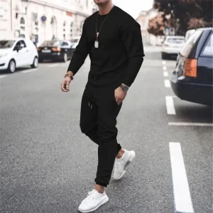 2025 New Men Two Pieces Sets Running Sweatshirt+Sweatpants